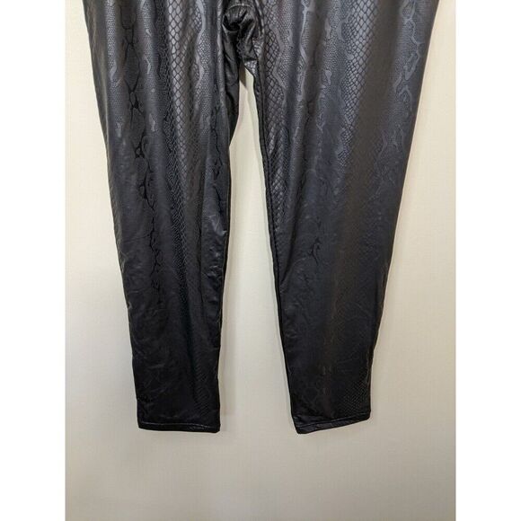 Plush Revolve Legging Liquid Black Fleece Lined Snakeskin High Rise Size XXL - Picture 9 of 13